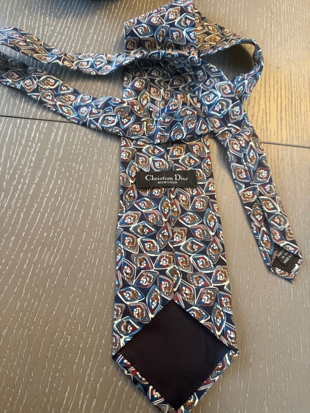Christian Dior Monsieur Silk Tie in Blue Geometric Print